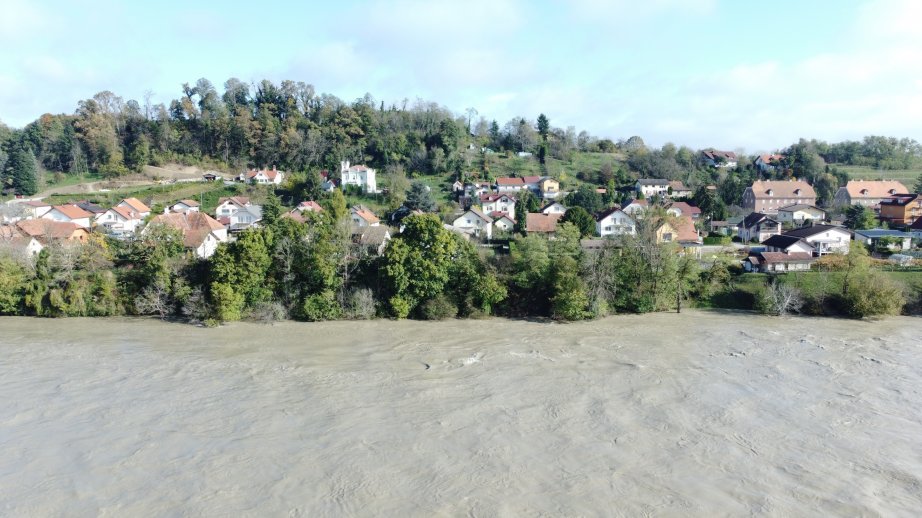 High water level of the Drava river