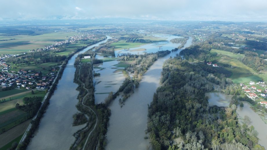 A view of the Dravsko polje and the overflow of the...