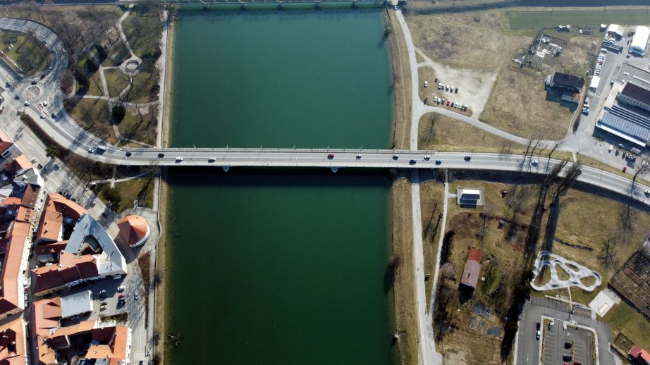 Ptuj Bridge from the air