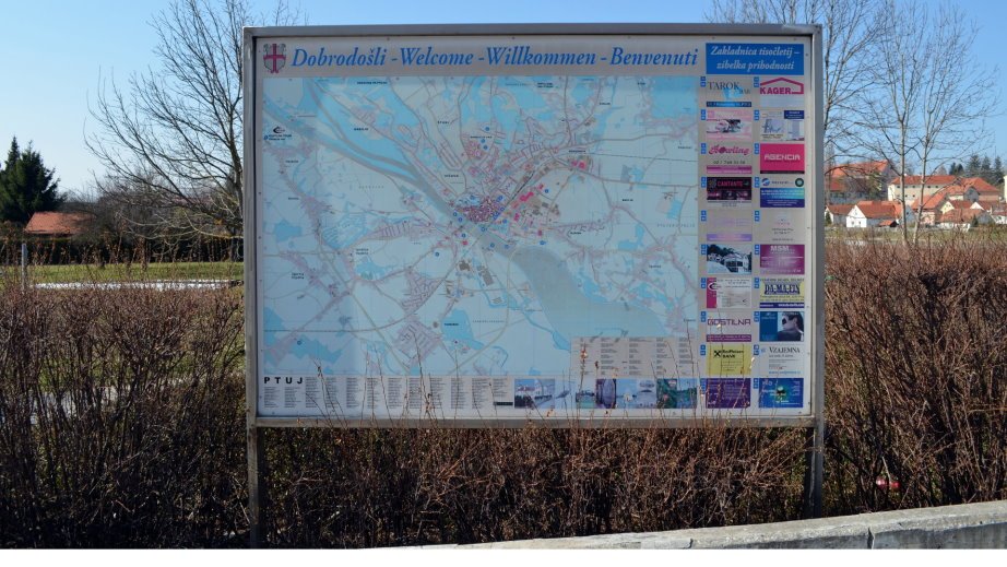 Map of Ptuj at the small bridge
