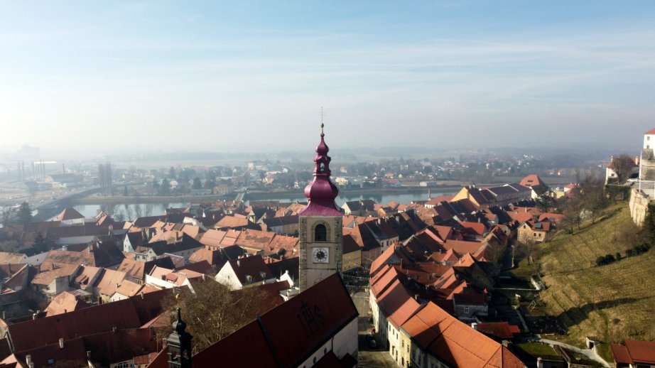 Church bell tower from above