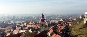 Church bell tower from above